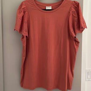 NWOT Fall color eyelet flutter tee